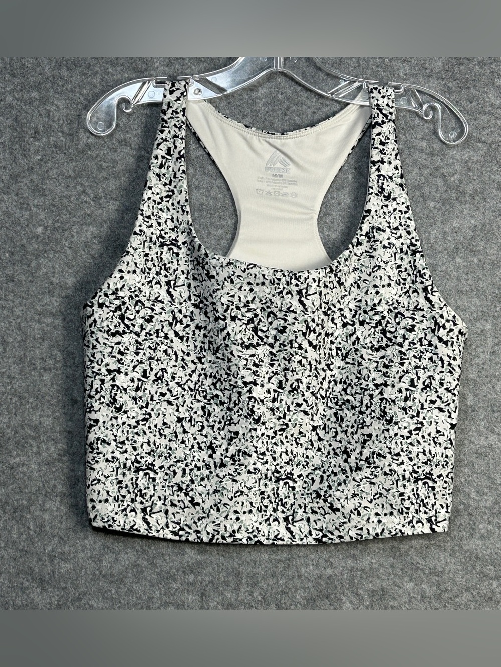 RBX M Light Gray Confetti Super Soft Shelf Bra Activewear Crop Tank